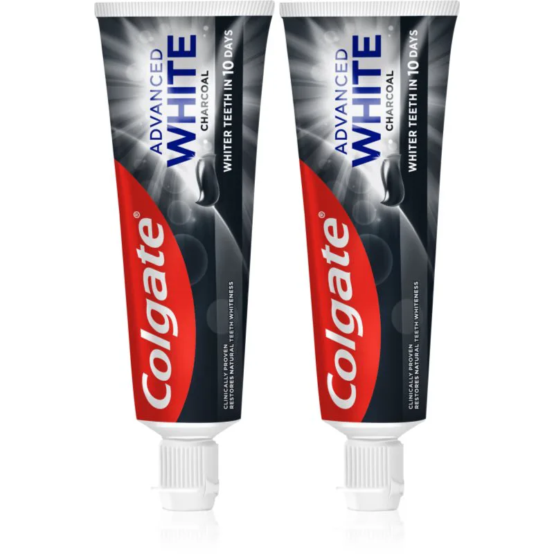 Colgate Advanced White Charcoal λευκαντική οδοντόκρεμα με ενεργό άνθρακα 2x75 ml