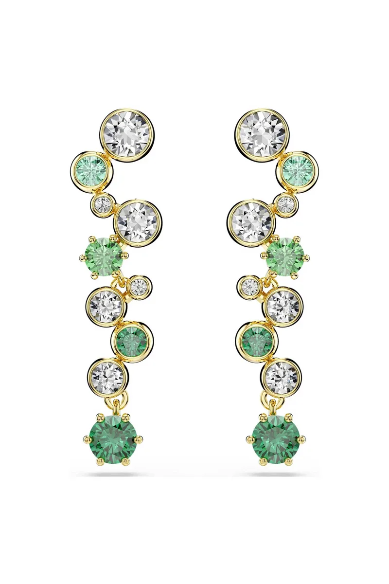 Swarovski γυναικεία σκουλαρίκια-σταγόνα μίξη κοπών, πράσινα, επιμετάλλωση σε χρυσαφί τόνο "Constella" - 5732248