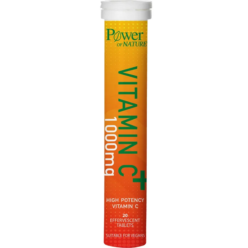 Power Health High Potency Vitamin C+ 1000mg Συμπλήρωμα Διατροφής με Βιταμίνη C Υψηλής Ισχύος για Ενίσχυση του Ανοσοποιητικού & Αντιοξειδωτική Προστασία, με Γεύση Πορτοκάλι 20 Effer.tabs