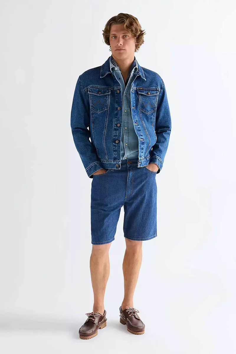 Wrangler® ανδρική denim βερμούδα πεντάτσεπη Regular Fit "Cowboy" - 112378443 Denim Blue Σκούρο