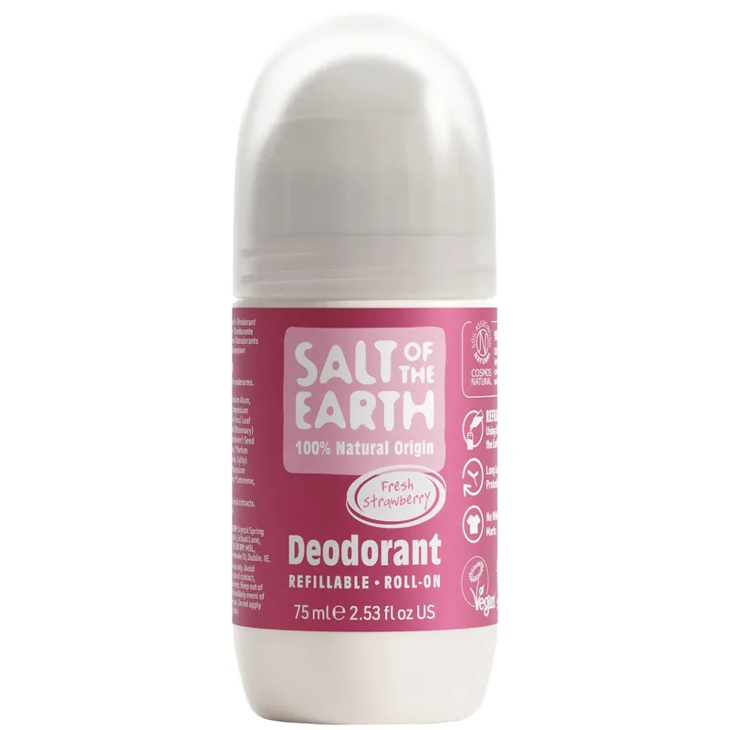 Salt of the Earth Natural Refillable Roll-On Deodorant Αποσμητικό Roll-On Φυσικής Προέλευσης με Άρωμα Φράουλα 75ml - Fresh Strawberry