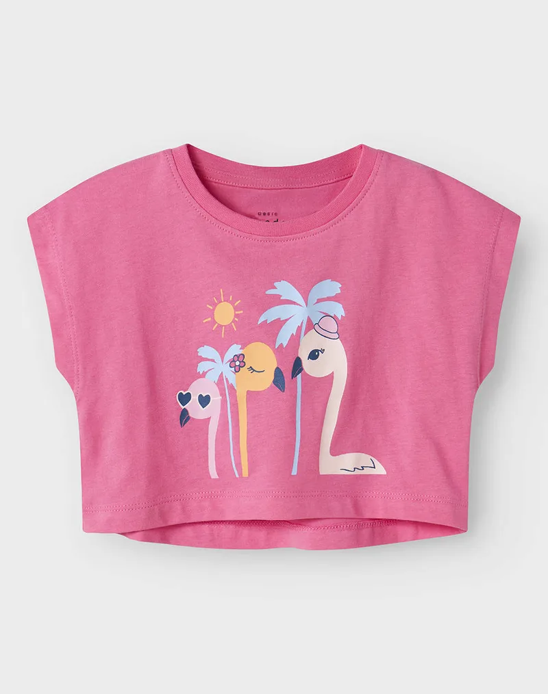 NAME IT NMFVILMA CAPSL CROP TOP 13228148-Carmine RoseFlamingo Ροζ