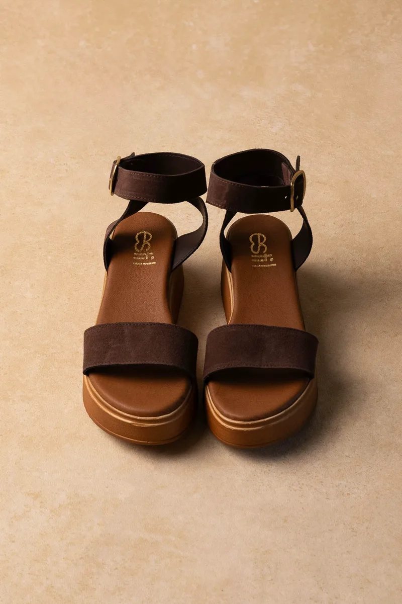 Estil Suede Flatform Sandals - NK--1403 - Καφέ