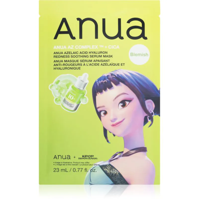 Anua K-Pop Demon Hunters Azelaic Acid Hyaluron Redness Soothing Serum Mask καταπραϋντική υφασμάτινη μάσκα με ενυδατικό αποτέλεσμα 23 ml