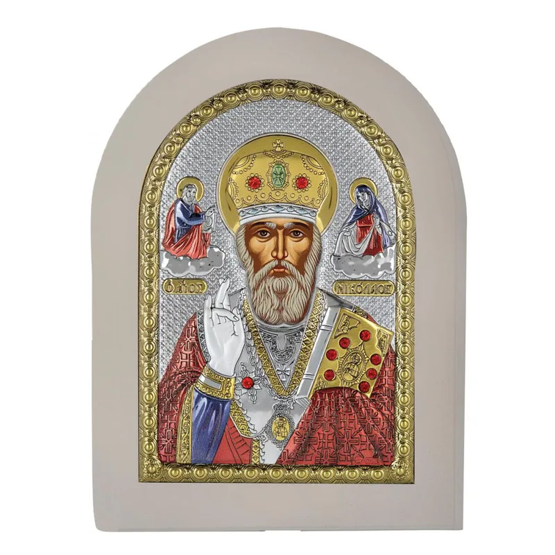 Ασημένια Εικόνα Αγίου Νικολάου MA-E1108-X-WC
