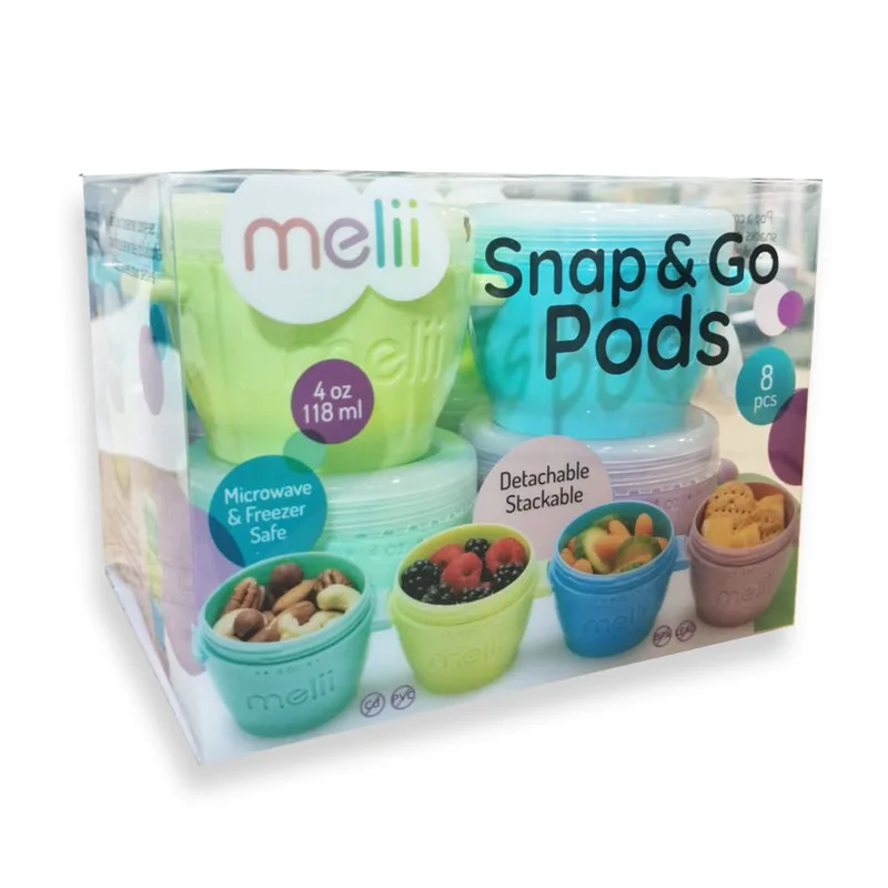 Σετ 8τμχ Δοχεία Σιλικόνης Με Καπάκι Snap and Go Pods 118ml Melii MEL11080 (Υλικό: Σιλικόνη) - Melii - MEL11080