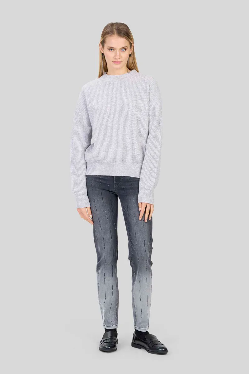 Caractere Γυναικείο Skinny Τζιν Παντελόνι με Στρας σε Γκρι