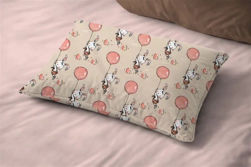 Μαξιλαροθήκη Εμπριμέ kids Floating Bunny 714 50X70 Beige-Salmon 100% Cotton