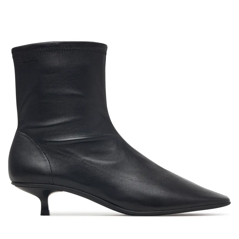Μποτάκια Calvin Klein Round Kitt Heel Ankle Boot Nappa HW0HW03169 Μαύρο
