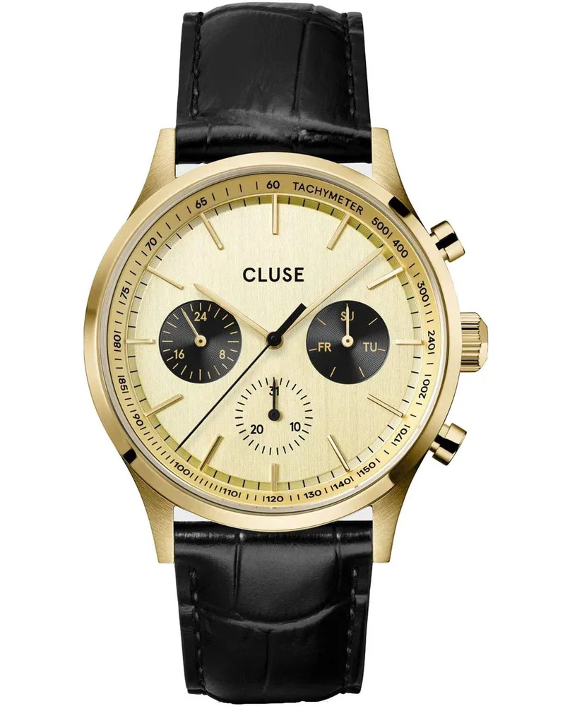 CLUSE Antheor - CW21005, Χρυσό case with Black Leather Strap