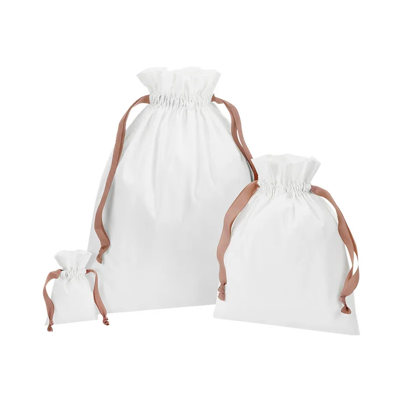 Βαμβακερό Πουγκί με Κορδέλα Westford Mill W121 Soft White/Rose Χρυσό