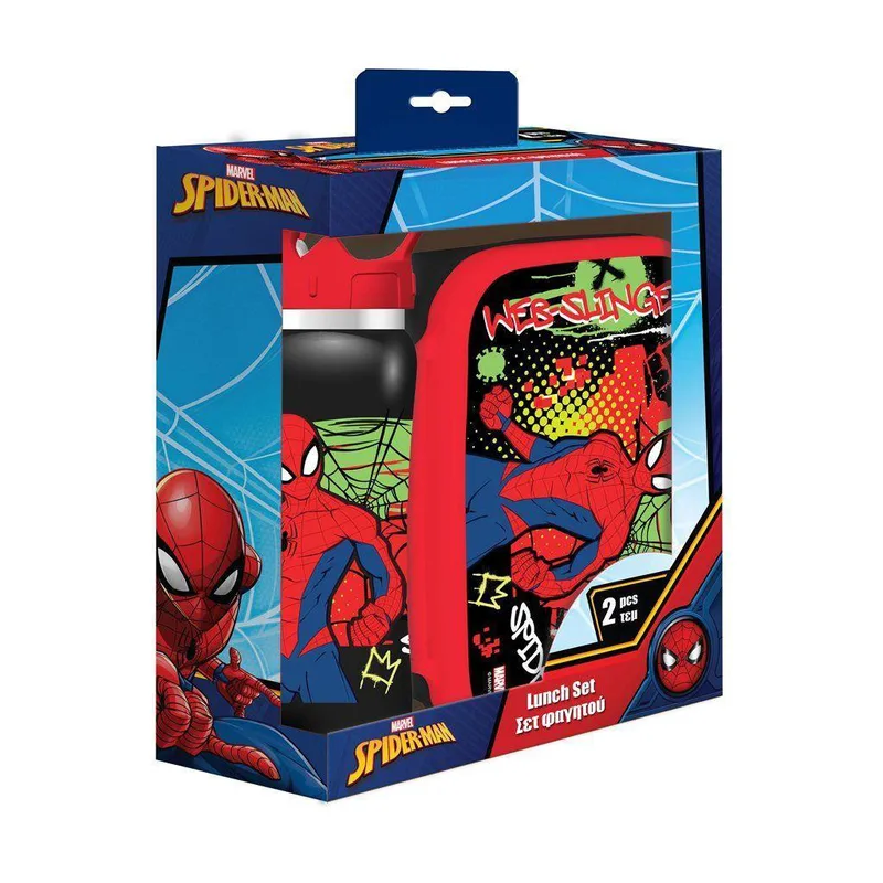 Σετ Φαγητού Spider-Man Φαγητοδοχείο 800ml-Παγούρι Ανοξείδωτο 500ml