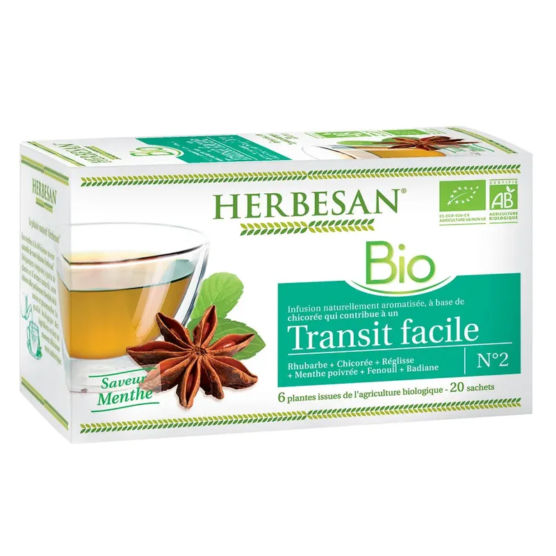 Herbesan Chicory infusion Easy Transit Organic Mint flavor 20 sachets