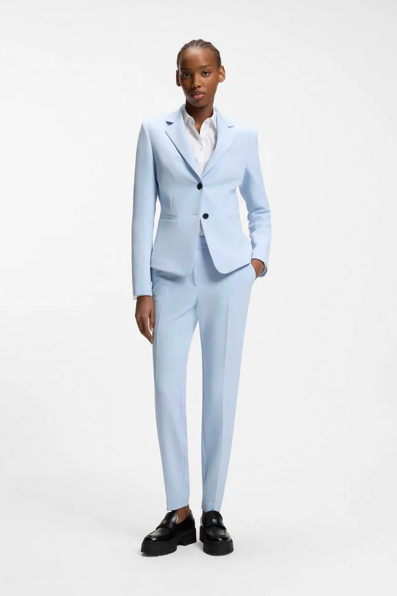 Hugo Boss γυναικείο παντελόνι μονόχρωμο Slim Fit "Hagonia" - 50539991 Γαλάζιο