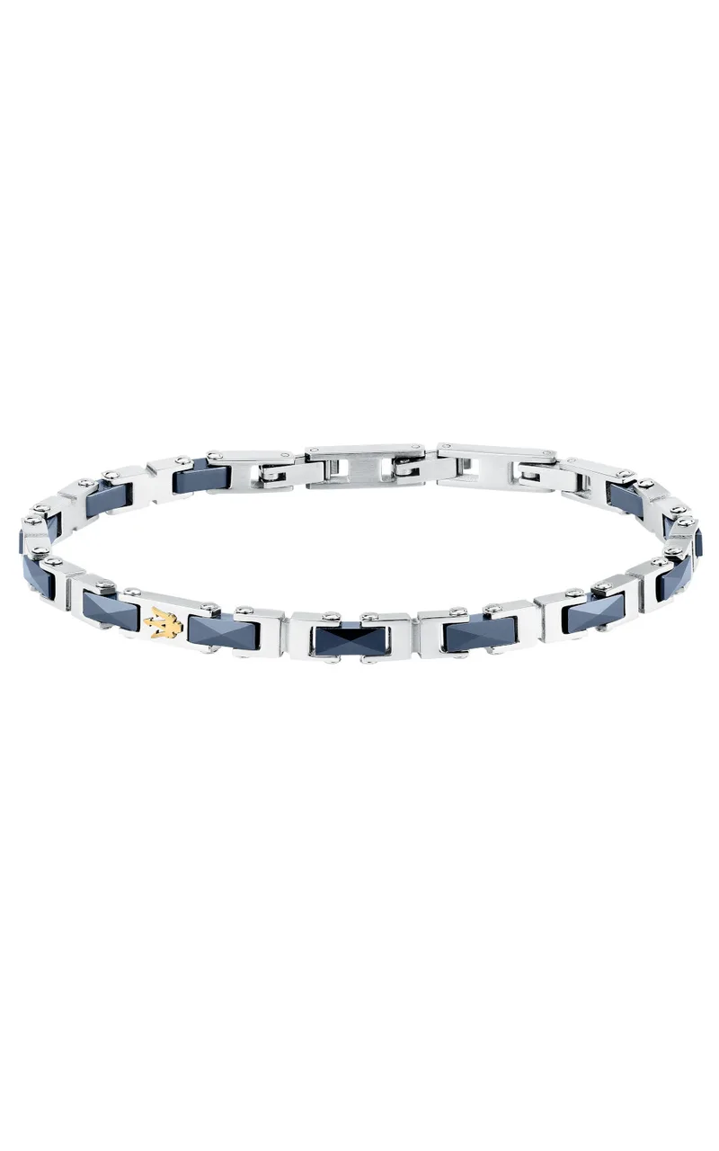 MASERATI CERAMIC JM226ATZ82 Βραχιόλι Κεραμικό Δίχρωμο Με Χρυσό Λογότυπο