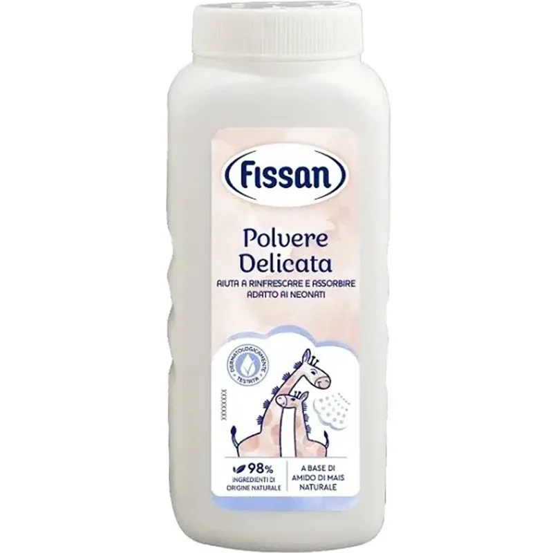 Fissan Delicate Powder Φυσική Πούδρα με Βάση το Άμυλο Καλαμποκιού για Απορρόφηση της Υγρασίας & Προστασία Κατάλληλη για Βρέφη 100g