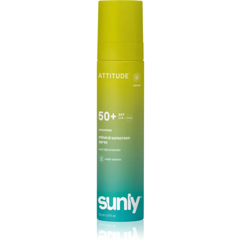Attitude Sunly Mineral Sunscreen Spray SPF 50+ μεταλλικό αντηλιακό σπρέι χωρίς άρωμα SPF 50+ 75 ml