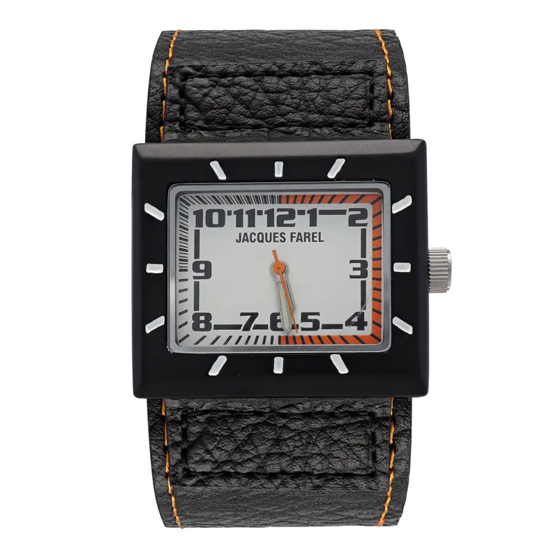 JACQUES FAREL Βlack Leather Strap SAS1112