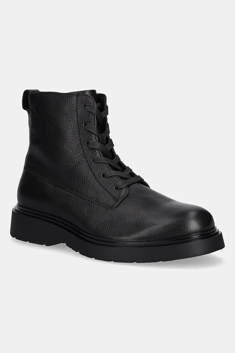 Δερμάτινα παπούτσια Calvin Klein COMBAT ESS LACE UP ZIP BOOT LTH