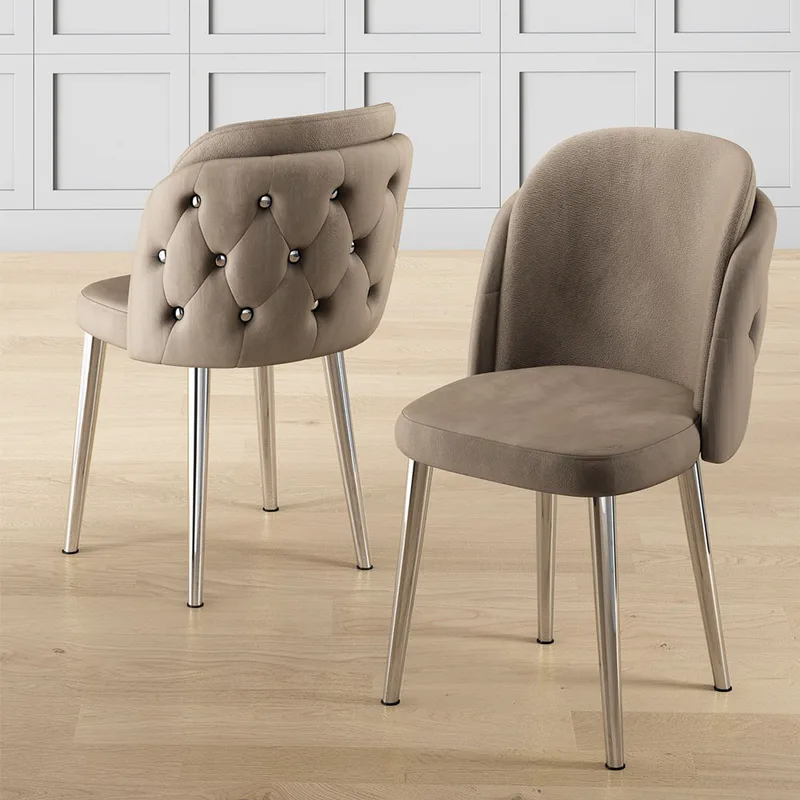 Σετ Καρέκλες (6 Τμχ) Axle - Cappuccino, Chrome 240Chr1816 (45x82x46 cm)