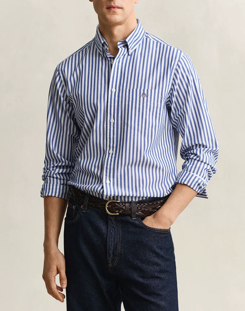 GANT ΠΟΥΚΑΜΙΣΟ ΜΜ REG CLASSIC POPLIN STRIPE SHIRT 3G3260011-436 Blue