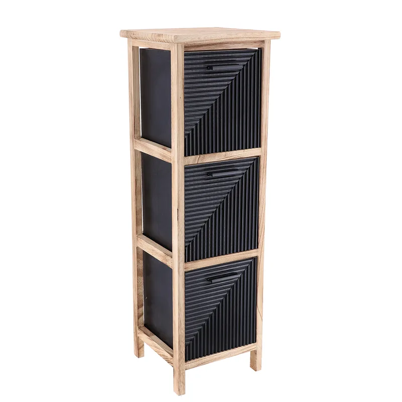 Συρταριέρα MDF Με 3 Συρτάρια Φυσική-Μαύρη 25x25x77εκ. MRShome 1308000 (Υλικό: Mdf, Χρώμα: Μαύρο) - sealskin - sl-DS-1308000