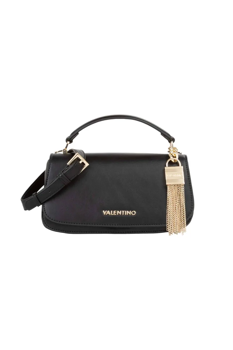 Valentino γυναικεία τσάντα χειρός με μεταλλικό λογότυπο "Iride" - 73LVBS9OU09/IRI Μαύρο