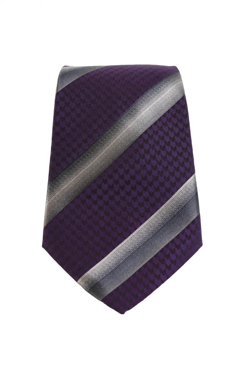 GIORGIO ARMANI ΓΡΑΒΑΤΑ 9CM ΜΙΚΡΟΣΧΕΔΙΟ ΡΙΓΕ ΓΚΡΙ-ΜΩΒ