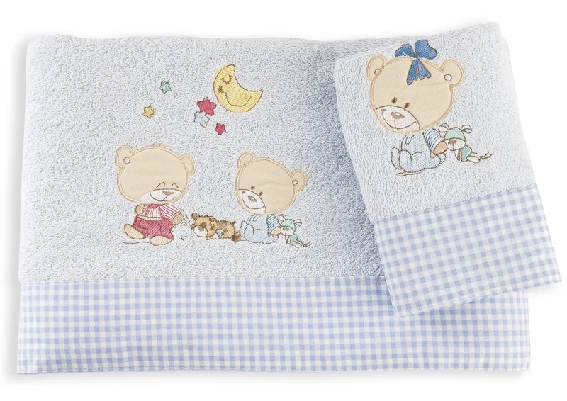 Σετ Πετσέτες 2 Τεμαχίων Dimcol Happy Bears 19 Σιέλ