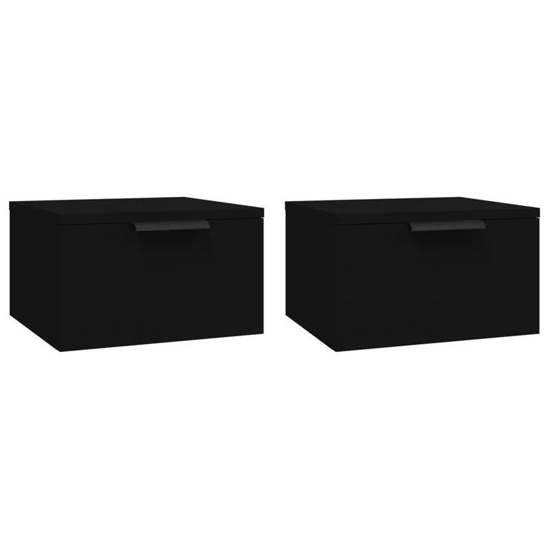 vidaXL Κομοδίνα Επιτοίχια 2 τεμ. Μαύρα 34 x 30 x 20 εκ.