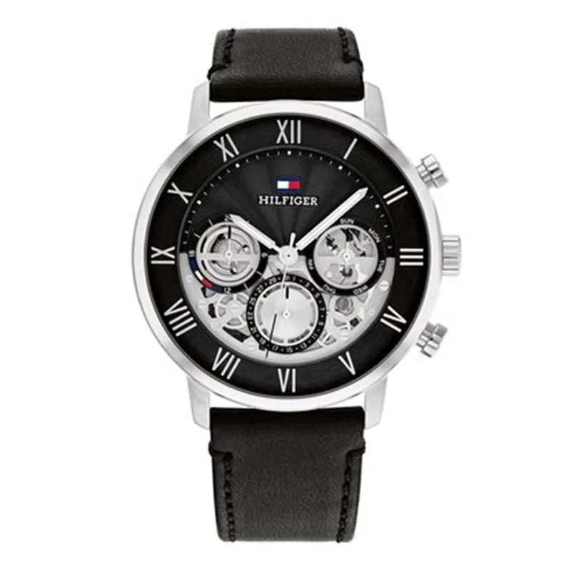TOMMY HILFIGER Legend Multifunction 44mm Stainless Steel Leather Strap 1710565