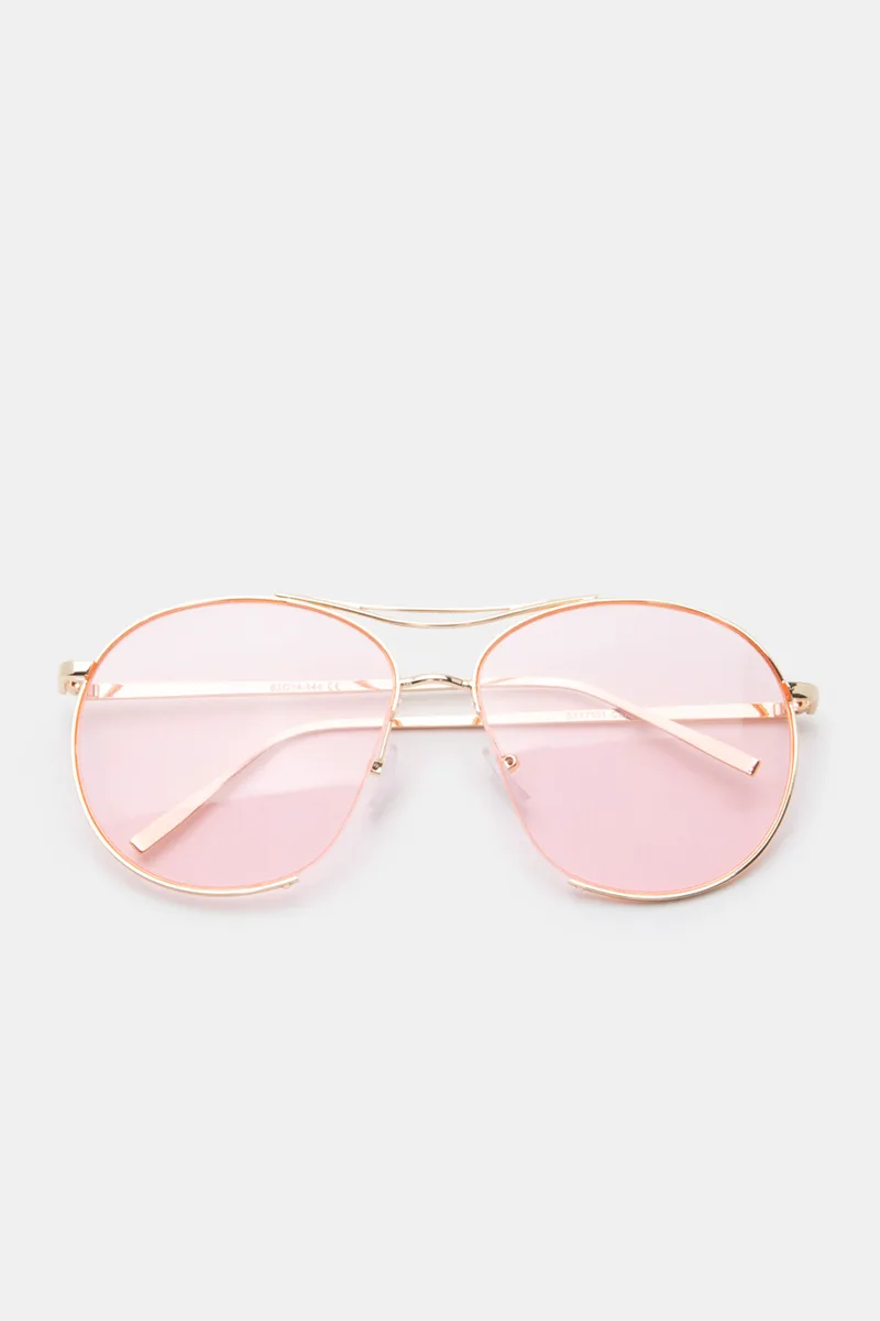 Γυαλιά Ηλιού Candy Rimless Metal Aviator - Ροζ