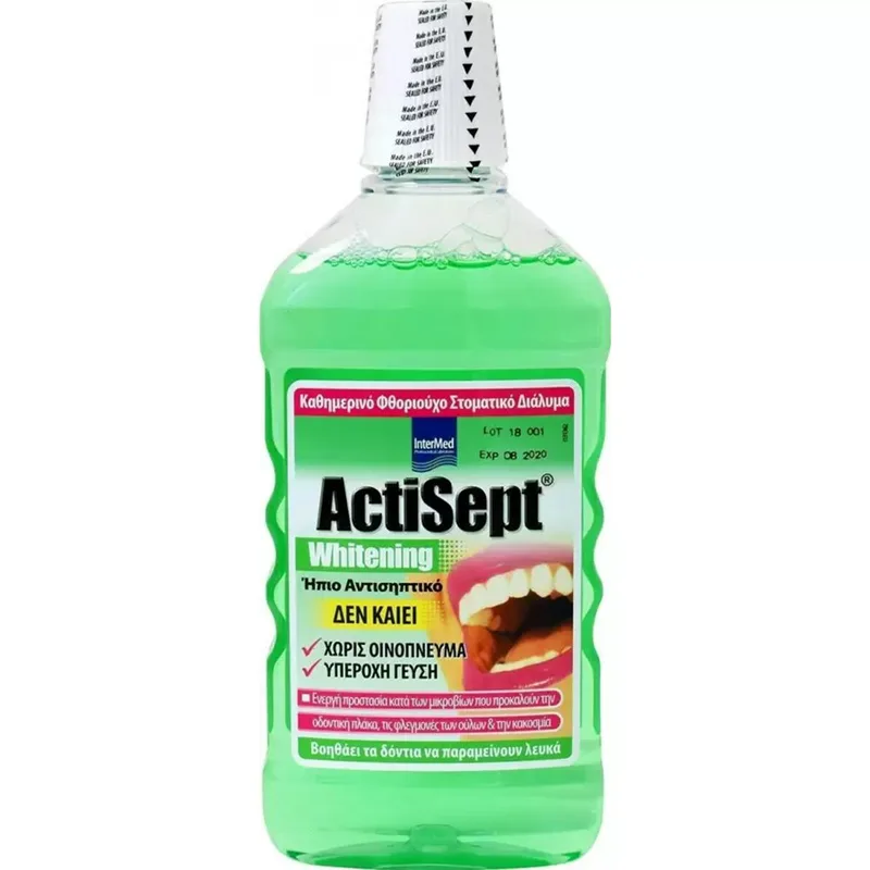 Actisept Whitening Καθημερινό Φθοριούχο Στοματικό Διάλυμα για Λευκά Δόντια 500 ml