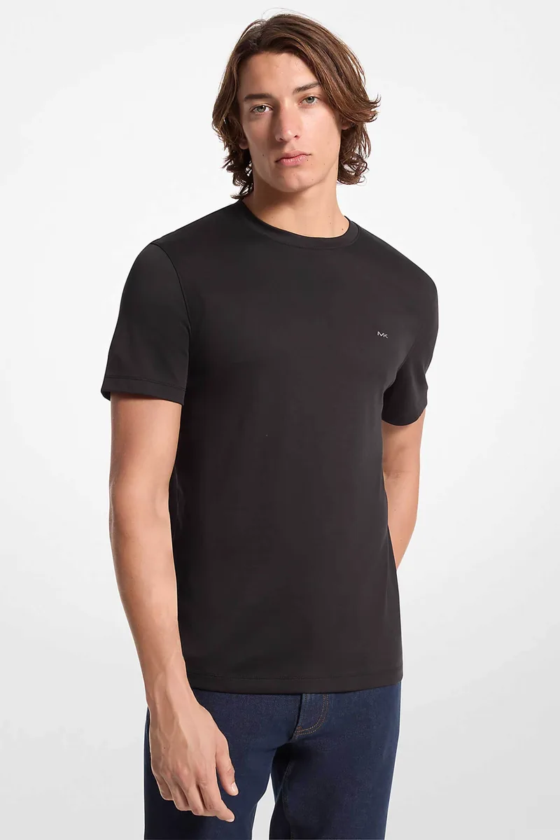 Michael Kors ανδρικό T-shirt με κεντημένο monogram Regular Fit - CB95FJ2C93 Μαύρο