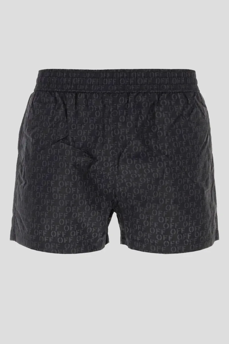 OFF-WHITE Ανδρικό Μαύρο Printed Nylon Swimming Shorts