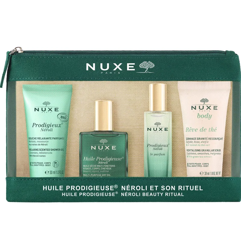 Nuxe Promo Prodigieux Neroli Travel Kit Scented Shower Gel 30ml & Huile Prodigieuse Neroli 30ml & Prodigieux Neroli Le Parfum 15ml & Reve de The Revitalising Granular Scrub 30ml & Νεσεσέρ 1 Τεμάχιο