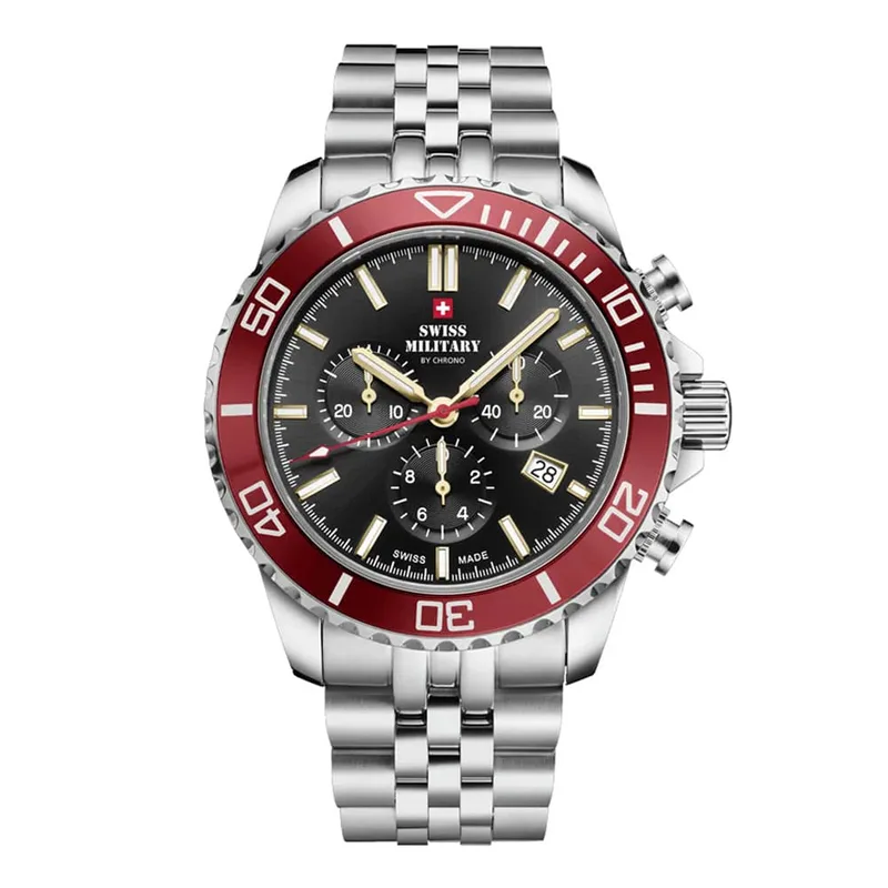 SWISS MILITARY by Chrono Swiss Made Chronograph Stainless Steel Bracelet Watch SM34103.03
