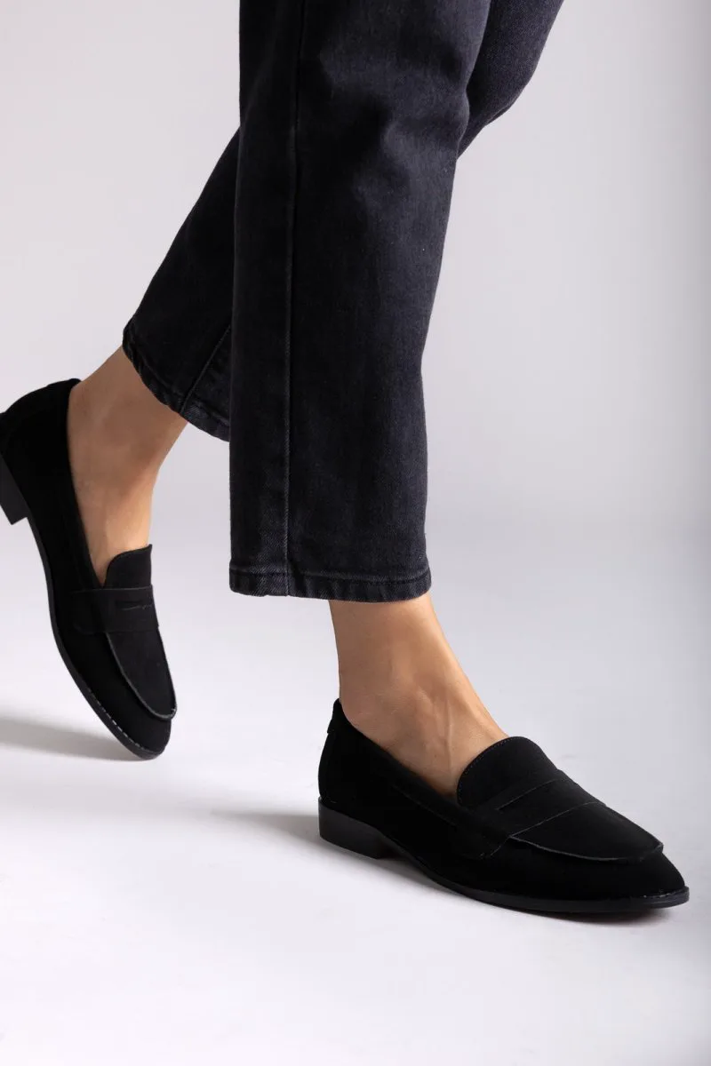 Stephan Suede Loafers Flat - 22-372 - Black Suede