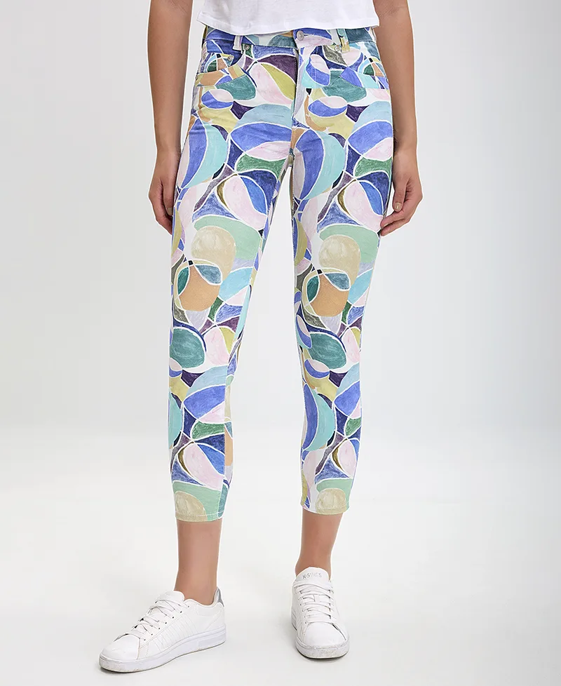 Denim Style Skinny Παντελόνι σε Μπλε Εμπριμέ