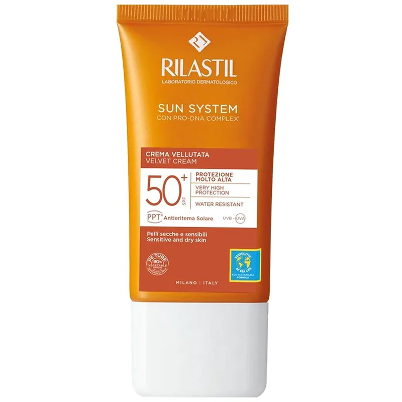 Rilastil Sun System Velvet Face Cream Spf50+ Αντηλιακή, Ενυδατική Κρέμα Προσώπου Πολύ Υψηλής Προστασίας 50ml