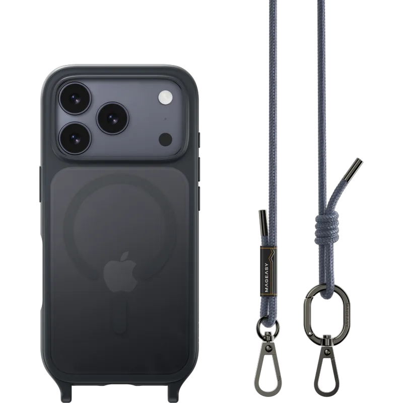 Θήκη iPhone 17 Pro MagEasy Roam M Ανθεκτική Διάφανη με MagSafe & Αποσπώμενο Λουράκι Λαιμού - Midnight / Riverside Blue (MPH17P165MR25)