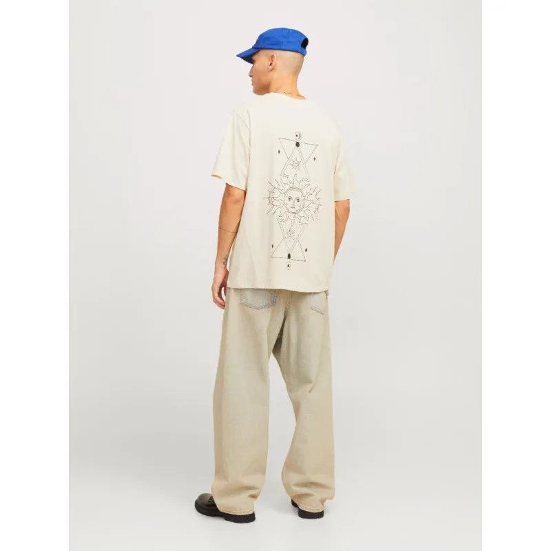Jack & Jones "Jackie Backprint" T-shirt σε Plus fit γραμμή,με μεταξοτυπία στο στήθος και την πλάτη - Moonbeam