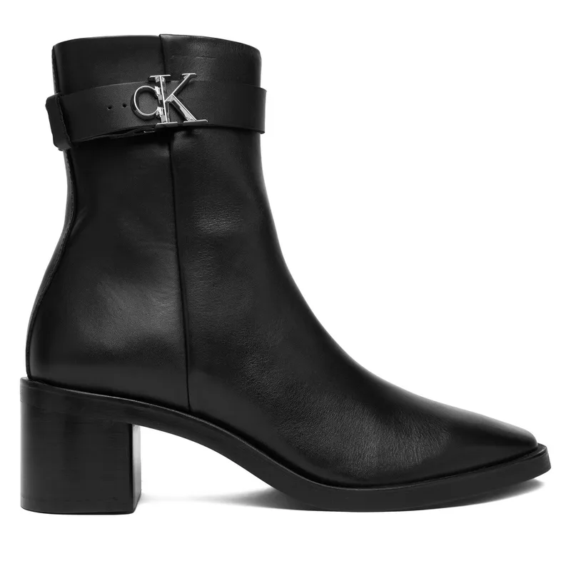 Μποτάκια Calvin Klein Block Heel Boot W/ Metal Logo HW0HW02591 Μαύρο