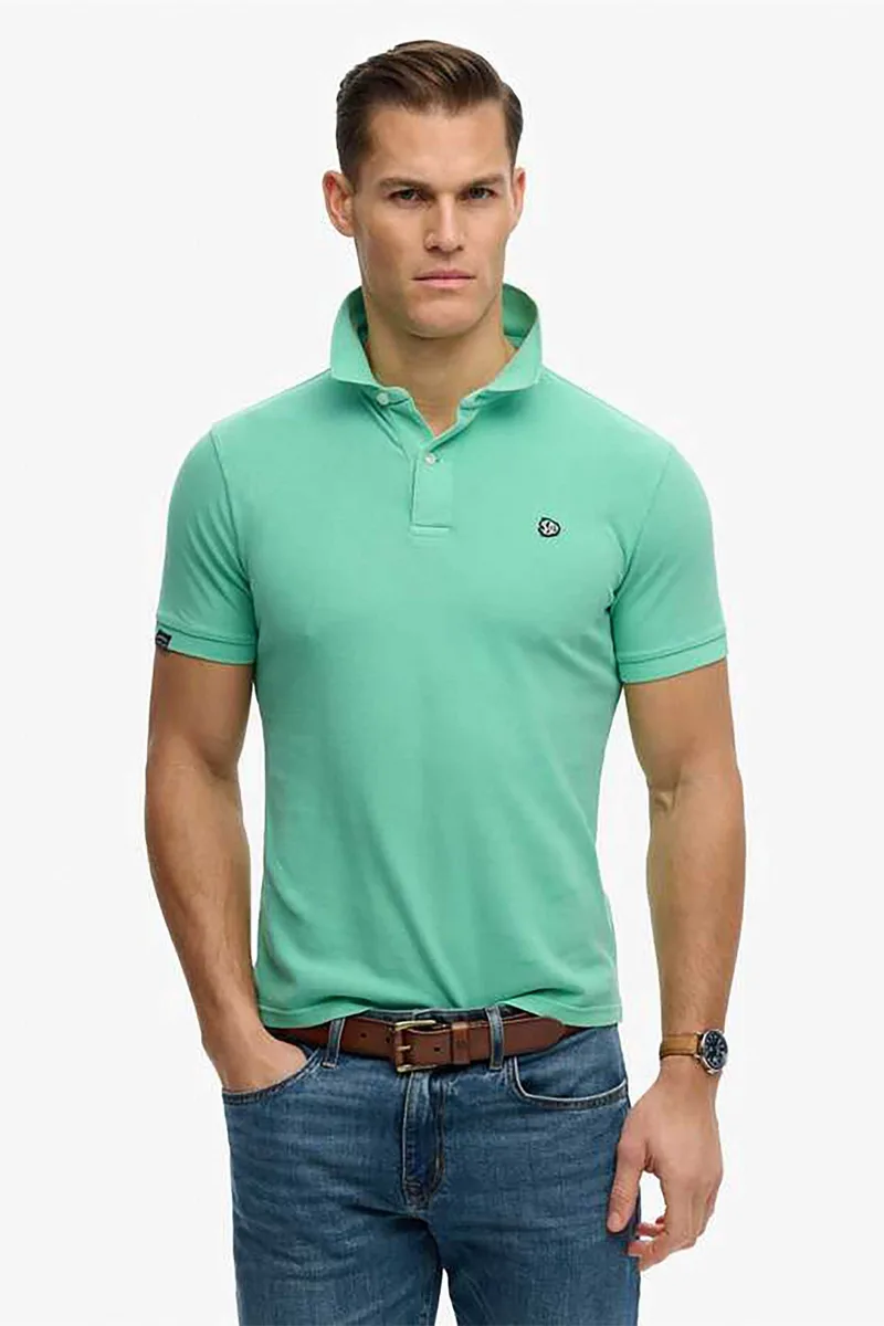 Superdry ανδρική μπλούζα πόλο πικέ με λογότυπο Relaxed Fit "Vintage Destroy" - M1110451A Βεραμάν