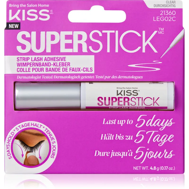 KISS Superstick Extended Wear κόλλα για ψεύτικες βλεφαρίδες Clear 4.8 γρ