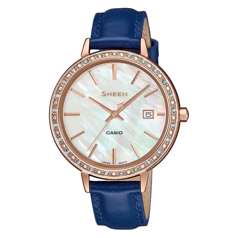 CASIO Sheen Crystals Blue Leather Strap SHE-4052PGL-7AUEF