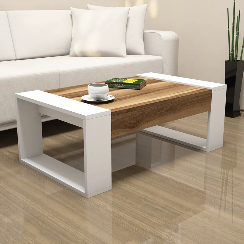 Τραπεζάκι Σαλονιού Venus - Walnut, White 845Hct2818 102x37,6x60 cm