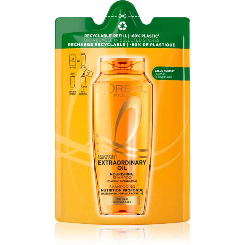 L’Oréal Paris Elseve Extraordinary Oil θρεπτικό σαμπουάν για ξηρά μαλλιά Refill 250 ml
