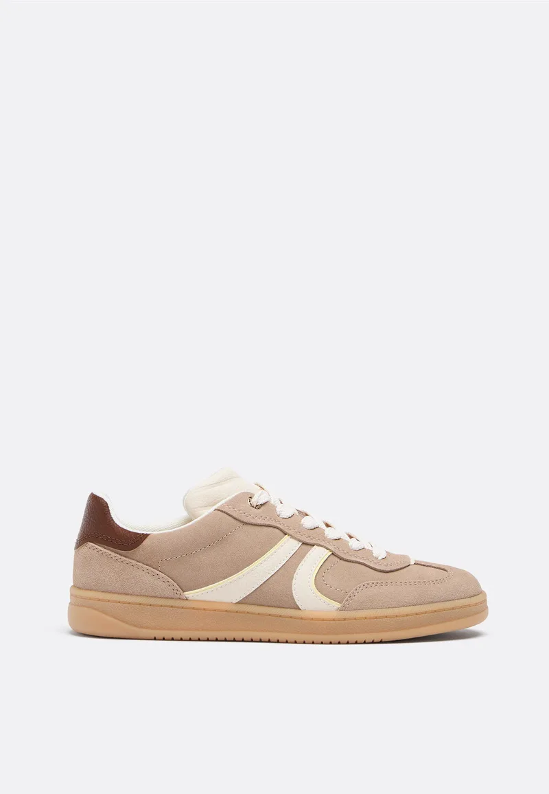 Stradivarius Δερμάτινα Casual Αθλητικά Παπούτσια Μπεζ 40