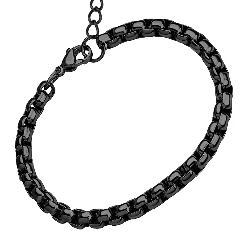 Jt Unisex μοντέρνα ατσάλινη αλυσίδα χεριού boxchain 3.5mm Μαύρο